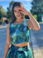 TOP AZUL COM ESTAMPADO AQUÁTICO RINASCIMENTO - Image 2