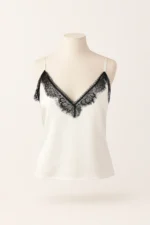 TOP CETIM BRANCO COM RENDA PRETA SAHOCO - Image 2