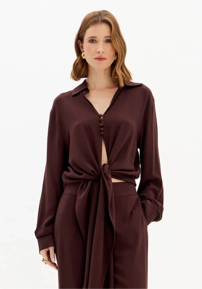 BLUSA CASTANHA COM BOTÕES LANÇA PERFUME - Image 1