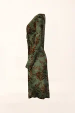 VESTIDO VERDE FLORAL COM ESTAMPADO CASTANHO E DETALHE DRAPEADO SAHOCO - Image 2