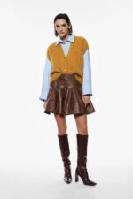 SAIA CURTA CASTANHA EM PELE IMPERIAL - Image 5