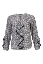 BLUSA ESTAMPADA FOLHAS COM DETALHE DE FOLHO SILVINA CAMPOS