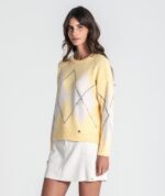 CAMISOLA PADRÃO AMARELO E BEGE COM LANTEJOULAS RUGA