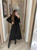 CASACO PRETO COM PELO PONTO CHIC