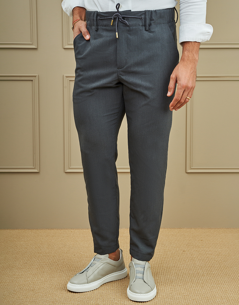 231709001_Cinza-Escuro CALÇA COM CORDÃO SLIM FIT CINZA ANTRACITE ZOLF - Image 1