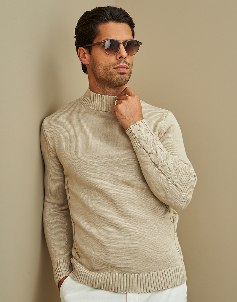 252003001_Behe_1 CAMISOLA MEIA GOLA COM DETALHE TRANÇA AREIA ZOLF - Image 1