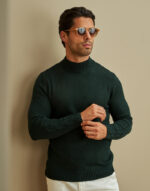 CAMISOLA MEIA GOLA COM DETALHE TRANÇA VERDE ESCURO ZOLF