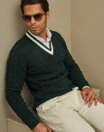 CAMISOLA TRICOT BICOLOR DECOTE EM V VERDE ZOLF