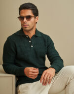 PÓLO DE TRICÔ ESTRUTURADO VERDE-ESCURO ZOLF