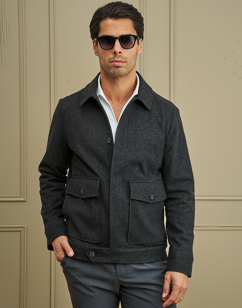 254509000_cinza_01 CASACO ESPINHA PRETO ZOLF - Image 1