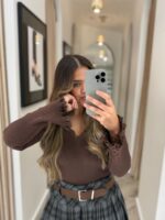 CAMISOLA CASTANHA COM RENDA PONTO CHIC - Image 3