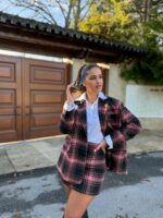 SAIA CURTA XADREZ VERMELHA E PRETA DIXIE