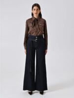 CALÇAS WIDE LEG JEANS ESCURO COM CINTO DE RINASCIMENTO - Image 7