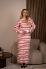 SAIA COMPRIDA TRICOT BRANCA E VERMELHA COM LOGO LANÇA PERFUME