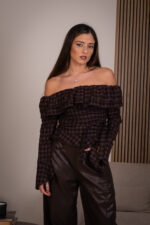 CAMISOLA CASTANHA COM PADRÃO XADREZ PONTO CHIC - Image 3