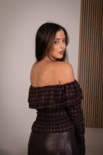 CAMISOLA CASTANHA COM PADRÃO XADREZ PONTO CHIC - Image 2