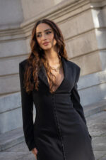 VESTIDO PRETO ESTILO BLAZER COM FECHO FRONTAL IMPERIAL - Image 13