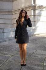 VESTIDO PRETO ESTILO BLAZER COM FECHO FRONTAL IMPERIAL - Image 14