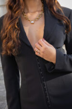 VESTIDO PRETO ESTILO BLAZER COM FECHO FRONTAL IMPERIAL - Image 8