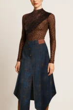 CAMISOLA CASTANHA DRAPEADA COM PADRÃO ANIMAL SAHOCO - Image 3