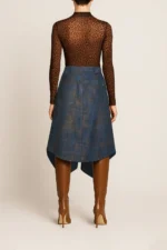 CAMISOLA CASTANHA DRAPEADA COM PADRÃO ANIMAL SAHOCO - Image 2