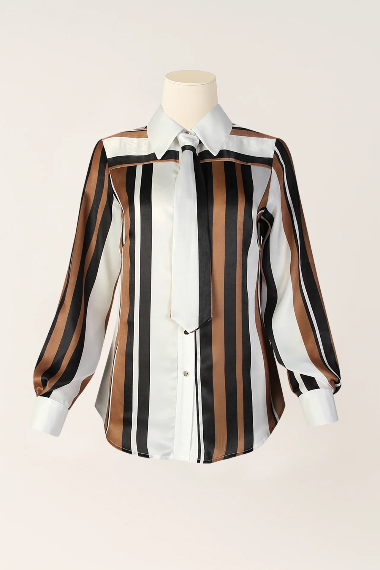 SITE_FW25_ENTREGA7_24 CAMISA ÀS RISCAS CASTANHO, PRETO E BRANCO SAHOCO - Image 1