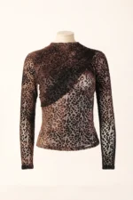 CAMISOLA CASTANHA DRAPEADA COM PADRÃO ANIMAL SAHOCO