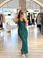 VESTIDO VERDE ESCURO DE LANTEJOULAS RINASCIMENTO - Image 2