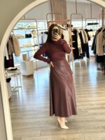 VESTIDO ECOPELE E MALHA BORDÔ IMPERIAL - Image 2