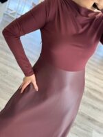 VESTIDO ECOPELE E MALHA BORDÔ IMPERIAL - Image 4