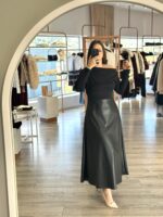 VESTIDO ECOPELE E MALHA PRETO IMPERIAL