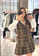 COLETE XADREZ CASTANHO COM CINTO IMPERIAL