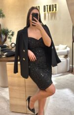 VESTIDO PRETO DE LANTEJOULAS RINASCIMENTO - Image 4