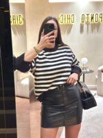 SAIA EM ECOPELE PRETA PONTO CHIC