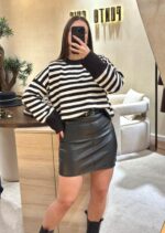 SAIA EM ECOPELE PRETA PONTO CHIC - Image 4