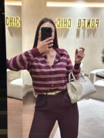 CAMISOLA ÀS RISCAS BORDÔ PONTO CHIC