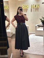 VESTIDO DE LANTEJOULAS BORDEAUX PONTO CHIC