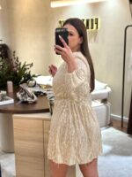 VESTIDO CURTO CHAMPAGNE COM LANTEJOULAS PONTO CHIC - Image 3