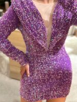 VESTIDO CURTO LANTEJOULAS LILÁS PONTO CHIC - Image 2