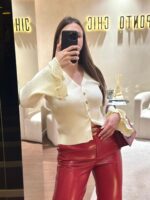 CARDIGAN DE MALHA CANELADA CRU PONTO CHIC