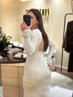 VESTIDO LONGO DE LANTEJOULAS CHAMPAGNE PONTO CHIC - Image 4