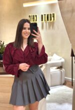 BLUSA BORDEAUX COM FOLHOS PONTO CHIC