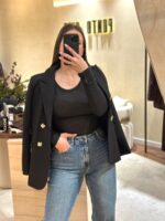 CAMISOLA PRETA DECOTE REDONDO PONTO CHIC