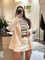 CAMISOLA DE RISCA CASTANHA E CREME PONTO CHIC - Image 2