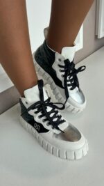 SAPATILHA DE CANO ALTO ANIMAL PRINT VERDE E BRANCO RINASCIMENTO