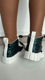 SAPATILHA DE CANO ALTO ANIMAL PRINT VERDE E BRANCO RINASCIMENTO - Image 5