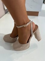 SAPATO PLATAFORMA BRILHANTE DOURADO COM SALTO GROSSO PONTO CHIC - Image 4