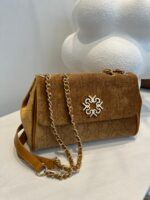 MALA DE VELUDO CAMEL COM CORRENTE RINASCIMENTO