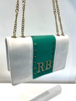 MALA BRANCA E VERDE COM TACHAS E CORRENTE DOURADA ROBERTA BIAGGI - Image 3