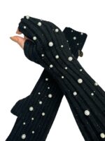 LUVAS PRETAS COM APLICAÇÕES DE PÉROLAS RINASCIMENTO